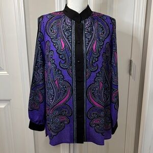 Bob Mackie Vibrant Striped Blouse Size Medium